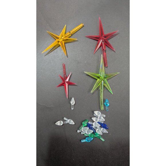 Vintage Plastic Christmas Star Toppers Bulb covers Assorted Colors Lot - Picture 4 of 4